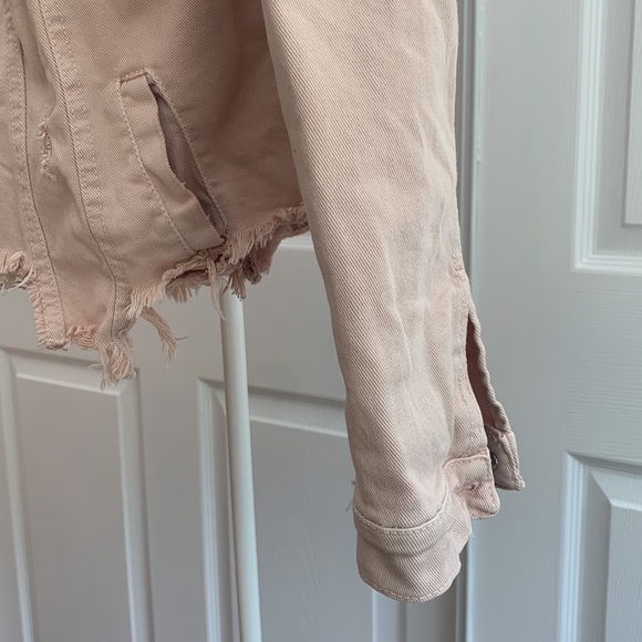 Pistache Light pink Distressed Jean Jacket - Picture 5 of 8